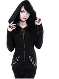 Women's Casual Hoodie - Solid Colored Black XXXL
